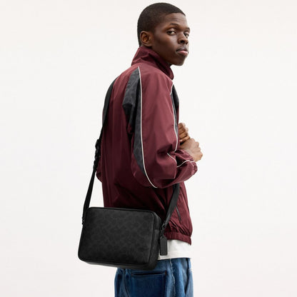 Coach Colton Crossbody Bag 25 In Signature Canvas Matte Black Black Signature