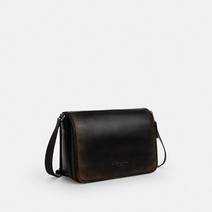 Coach Colby Messenger Bag 32 In Loved Leather Silver/Black Brown