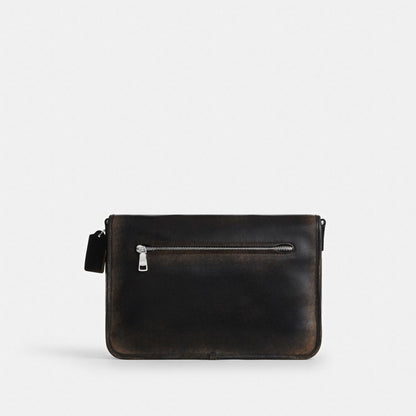 Coach Colby Messenger Bag 32 In Loved Leather Silver/Black Brown