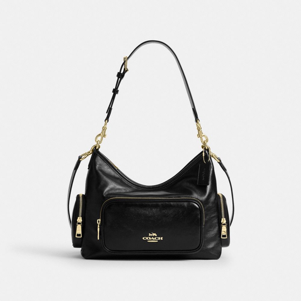 Coach Laurel Shoulder Bag With Pockets Gold/Black
