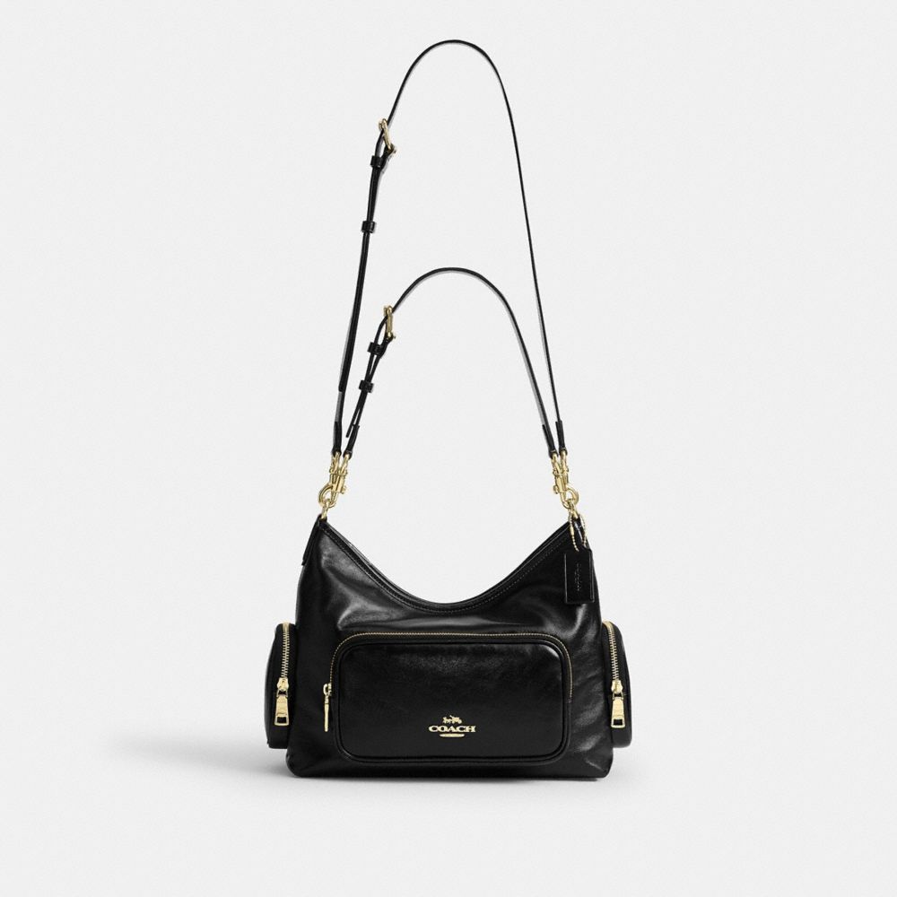 Coach Laurel Shoulder Bag With Pockets Gold/Black