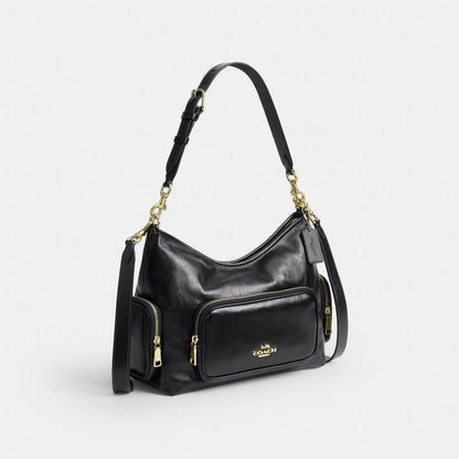 Coach Laurel Shoulder Bag With Pockets Gold/Black
