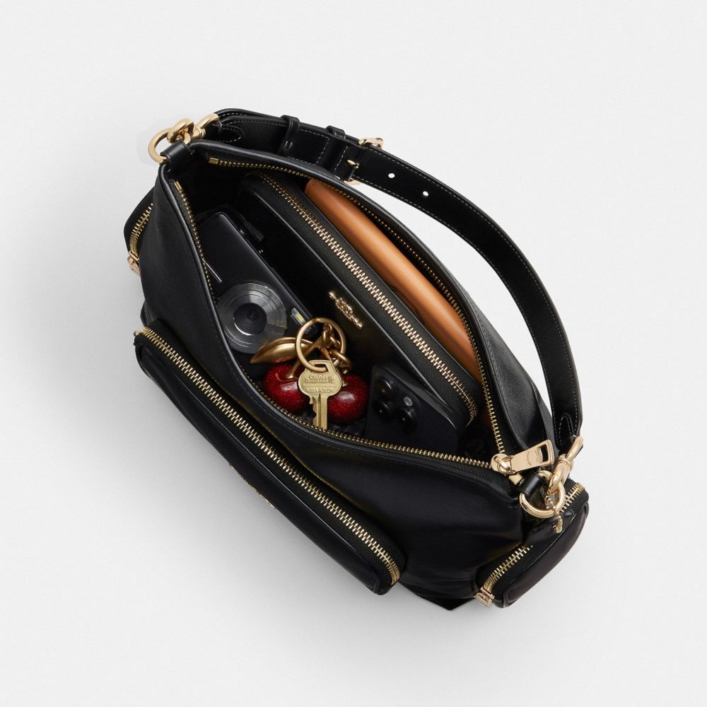 Coach Laurel Shoulder Bag With Pockets Gold/Black