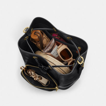 Coach Rowan Bucket Bag With Pocket Gold/Black