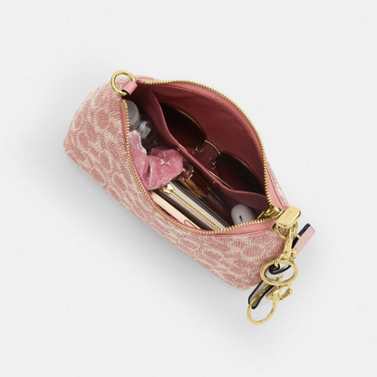 Coach Teri Shoulder Bag In Signature Beaded Satin Gold Pink
