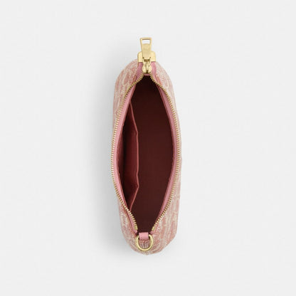 Coach Teri Shoulder Bag In Signature Beaded Satin Gold Pink