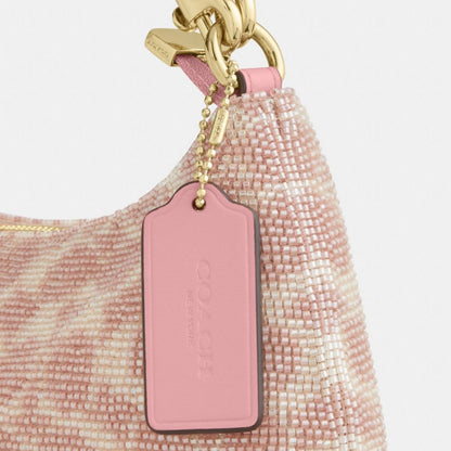 Coach Teri Shoulder Bag In Signature Beaded Satin Gold Pink