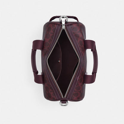 Coach Explorer Duffle Bag 28 In Signature Canvas Sv/Black Currant
