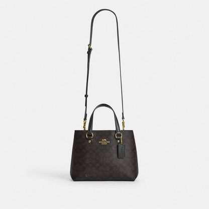 Coach Station Carryall Bag In Signature Canvas Gold Walnut Black