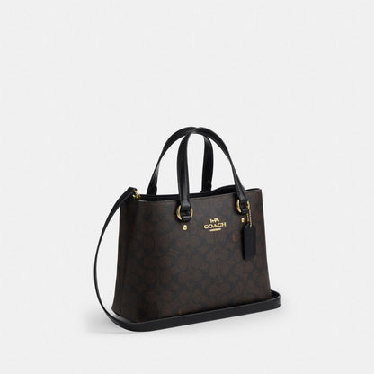 Coach Station Carryall Bag In Signature Canvas Gold Walnut Black