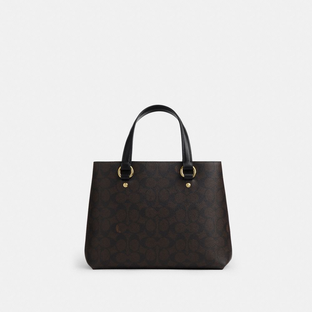 Coach Station Carryall Bag In Signature Canvas Gold Walnut Black