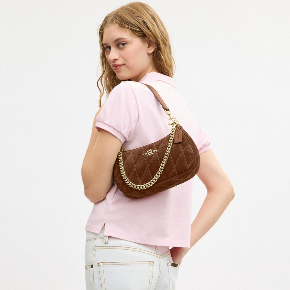 Coach Teri Shoulder Bag With Quilting Gold/Warm Brown