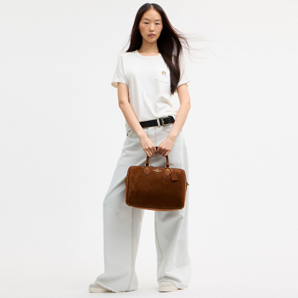 Coach Rowan Large Satchel Bag Gold/Warm Brown