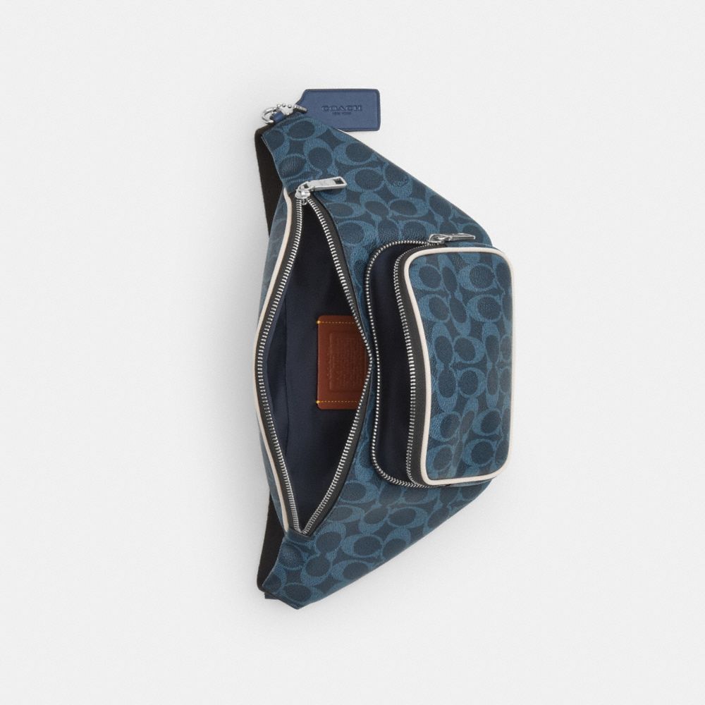 Coach Travis Belt Bag 35 In Signature Canvas Silver Ink Blue
