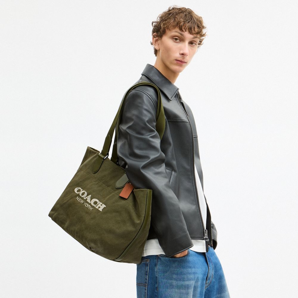 Coach Small Tour Tote Bag In Regenerative Cotton Silver/Olive