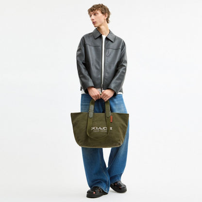 Coach Small Tour Tote Bag In Regenerative Cotton Silver/Olive