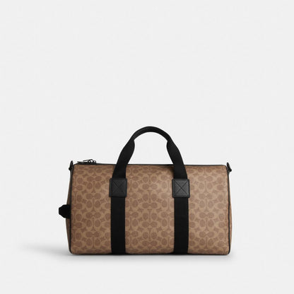 Coach Explorer Duffle Bag 45 In Signature Canvas Matte Black Tan Black