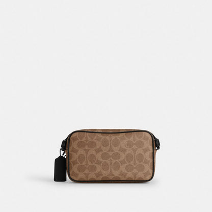 Coach Colton Crossbody Bag 19 In Signature Canvas Matte Black Tan Black