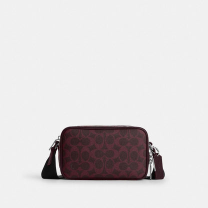 Coach Colton Crossbody Bag 19 In Signature Canvas Sv/Black Currant