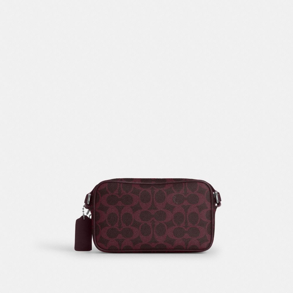 Coach Colton Crossbody Bag 19 In Signature Canvas Sv/Black Currant