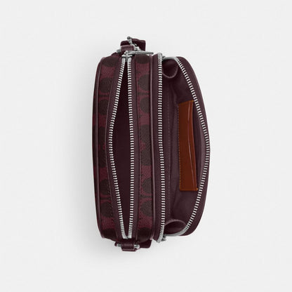 Coach Colton Crossbody Bag 19 In Signature Canvas Sv/Black Currant