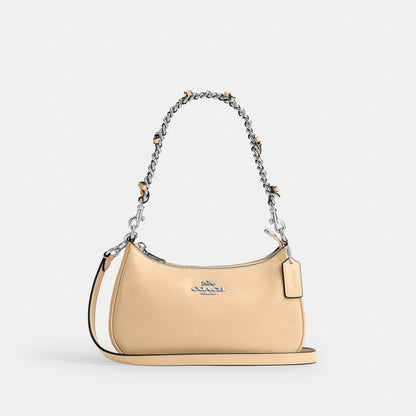 Coach Teri Shoulder Bag With Bows Silver Light Sand