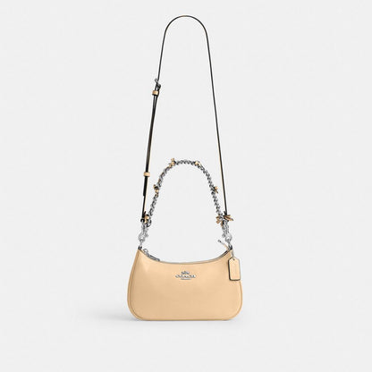 Coach Teri Shoulder Bag With Bows Silver Light Sand