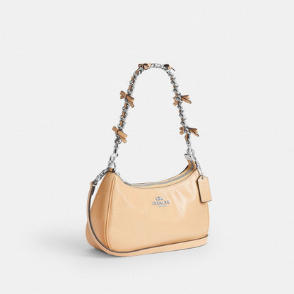 Coach Teri Shoulder Bag With Bows Silver Light Sand