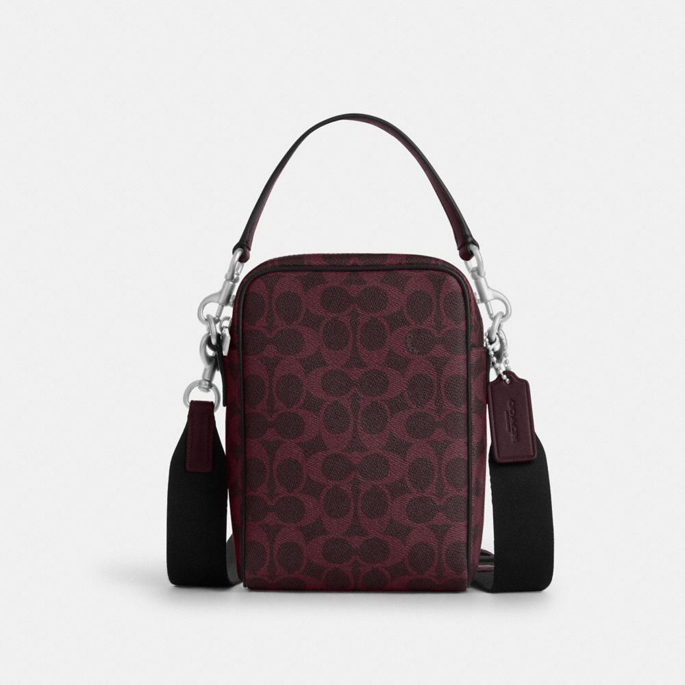 Coach Tristan Crossbody Bag 14 In Signature Canvas Sv/Black Currant