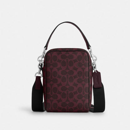 Coach Tristan Crossbody Bag 14 In Signature Canvas Sv/Black Currant