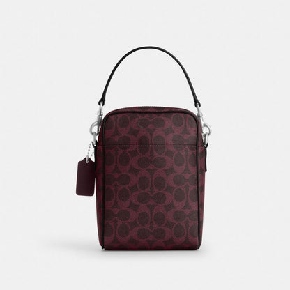 Coach Tristan Crossbody Bag 14 In Signature Canvas Sv/Black Currant
