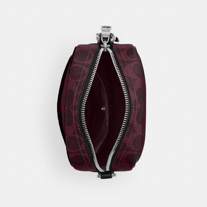 Coach Tristan Crossbody Bag 14 In Signature Canvas Sv/Black Currant