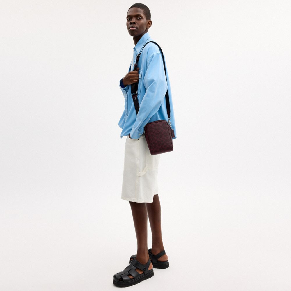 Coach Tristan Crossbody Bag 14 In Signature Canvas Sv/Black Currant