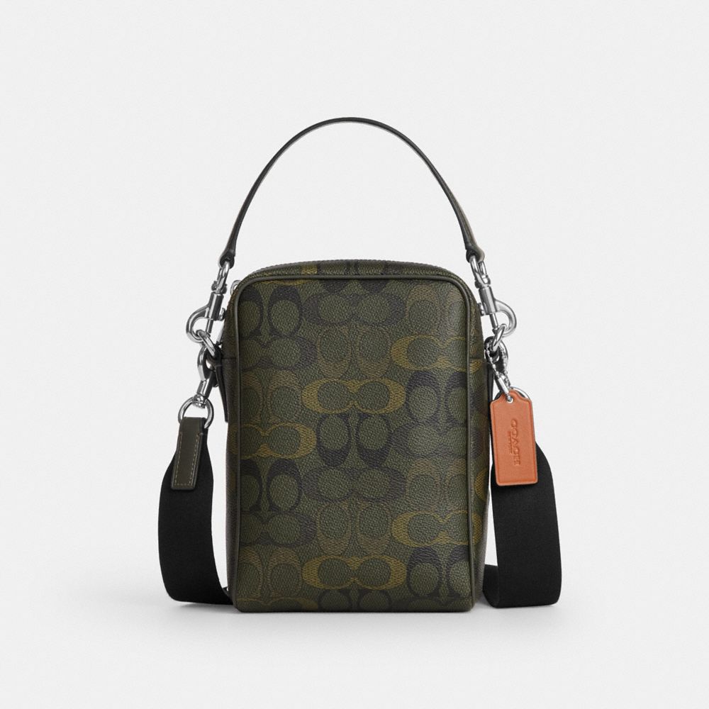 Coach Tristan Crossbody Bag 14 In Signature Camo Print Silver/Green