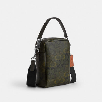 Coach Tristan Crossbody Bag 14 In Signature Camo Print Silver/Green