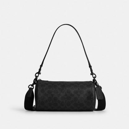 Coach Andre Barrel Bag 24 In Signature Canvas Matte Black Black Signature