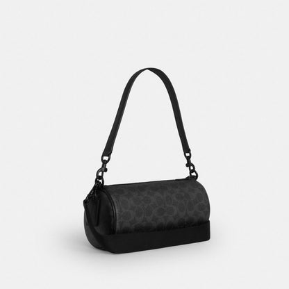 Coach Andre Barrel Bag 24 In Signature Canvas Matte Black Black Signature