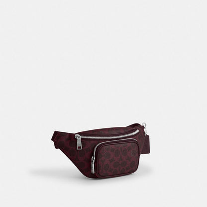 Coach Travis Belt Bag 30 In Signature Canvas Sv/Black Currant