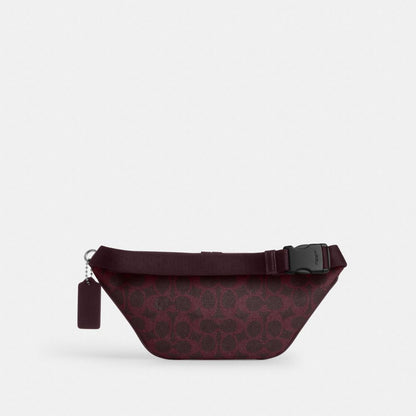 Coach Travis Belt Bag 30 In Signature Canvas Sv/Black Currant