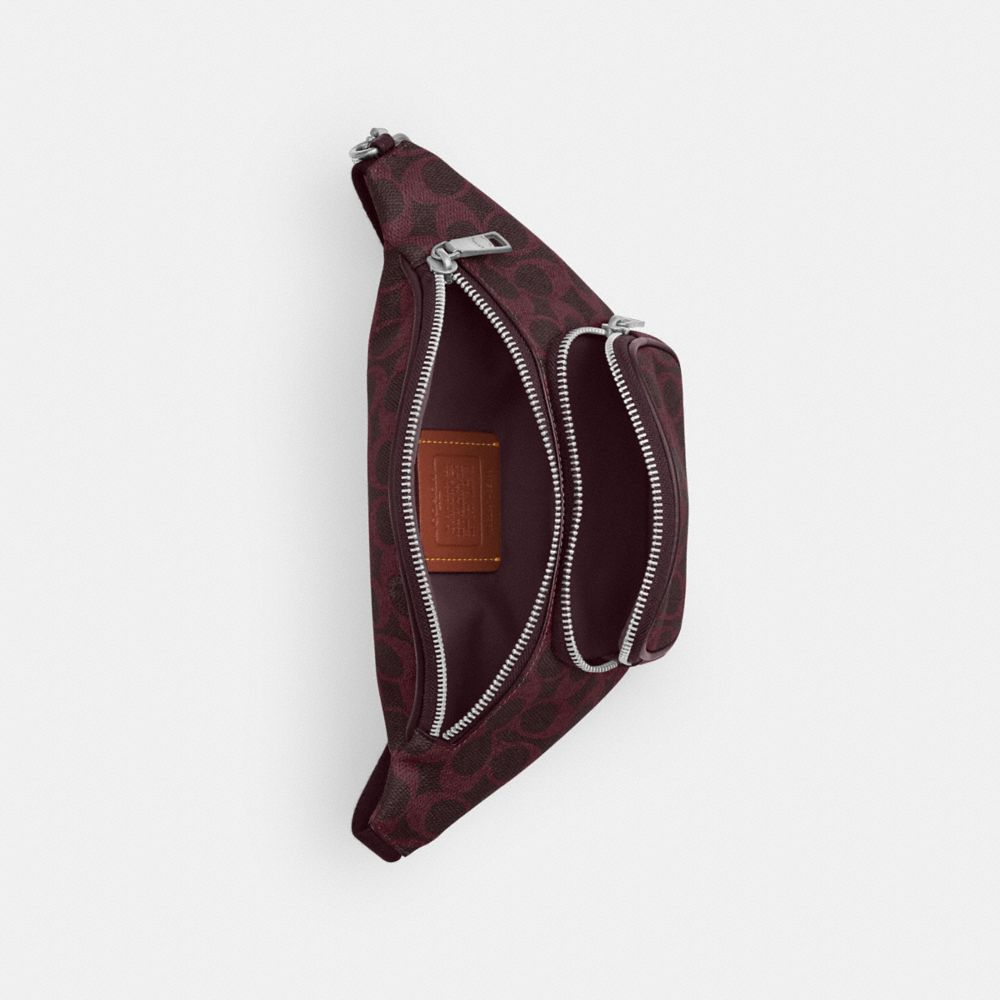 Coach Travis Belt Bag 30 In Signature Canvas Sv/Black Currant