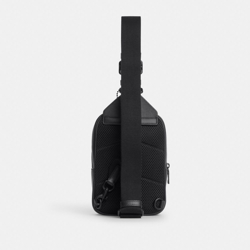 Coach Racer Sling Pack In Signature Canvas Matte Black Black Signature
