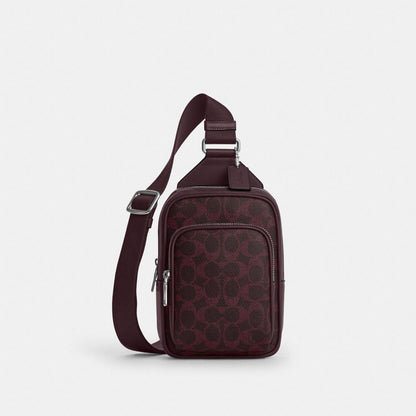 Coach Racer Sling Pack In Signature Canvas Sv/Black Currant