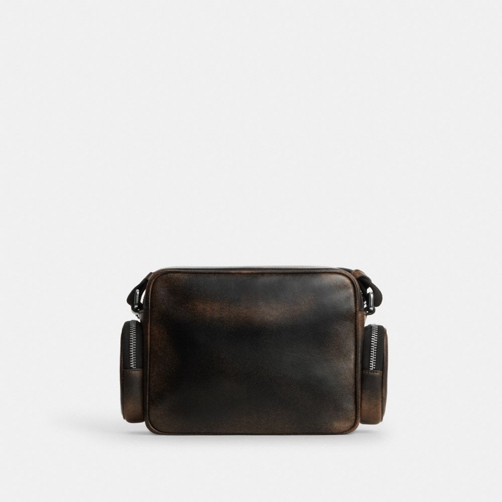 Coach Fletcher Crossbody Bag In Loved Leather Silver/Black Brown