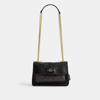 Coach Elodie Crossbody Bag 18 In Signature Canvas Gold Walnut Black
