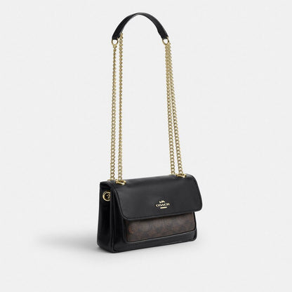 Coach Elodie Crossbody Bag 18 In Signature Canvas Gold Walnut Black
