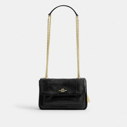 Coach Elodie Crossbody Bag 18 With Quilting Gold Black