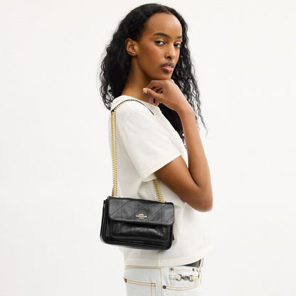 Coach Elodie Crossbody Bag 18 With Quilting Gold Black