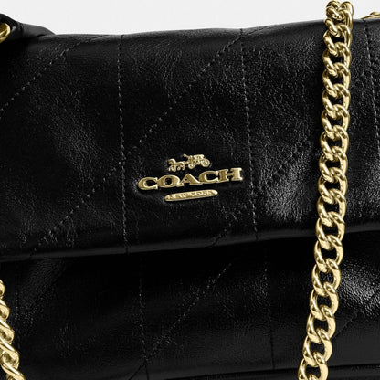 Coach Elodie Crossbody Bag 18 With Quilting Gold Black