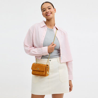Coach Elodie Crossbody Bag 18 With Quilting Gold/Marigold