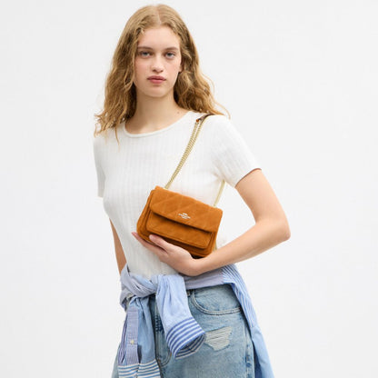 Coach Elodie Crossbody Bag 18 With Quilting Gold/Marigold